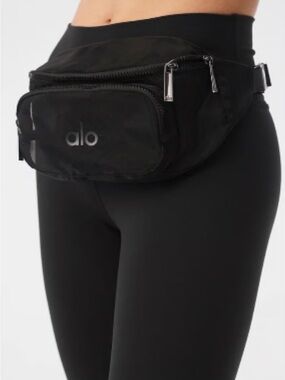 ALO Yoga Black Crossbody Waist Bag with Shiny Buckle